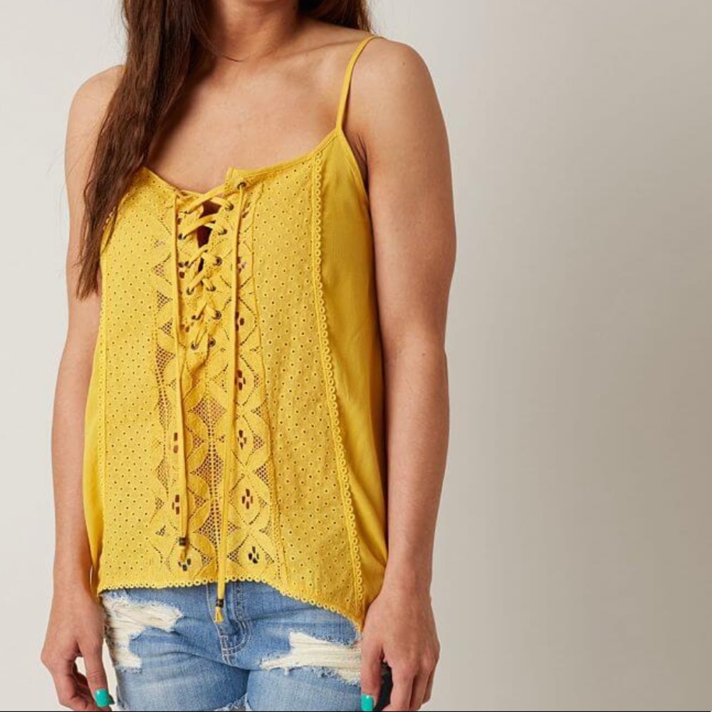 Yellow Lace Up Tank